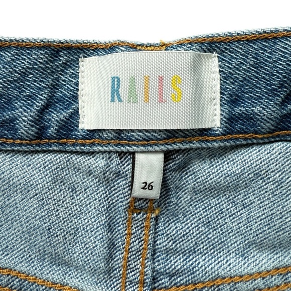 Rails Women's Atwater Slouchy Straight Jeans $188 26 Blue Bleach Wash High Rise - Picture 6 of 13